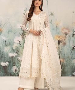 Luxury Pret Off-White Embroidered Organza Suit MBDW-EF25101WT