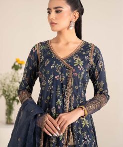 Luxury Pret Navy Blue Printed Cotton Lawn Angrakha Suit Mbdw-Ef2526Nb 9 Dw Ef2526Blueb Imanistudio.com