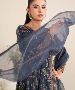 Luxury Pret Navy Blue Printed Cotton Lawn Angrakha Suit Mbdw-Ef2526Nb 10 Dw Ef2526Bluec Imanistudio.com