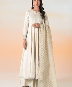 Luxury Pret Light Beige Embroidered Dobby Lawn Suit MBDW-EF2530LB