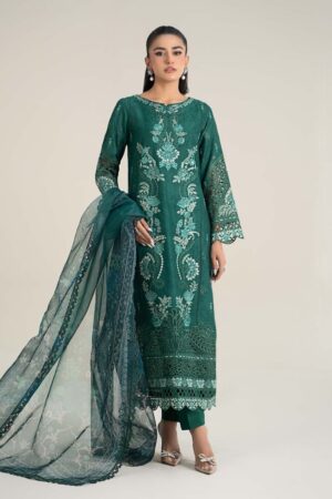 Luxury Pret Dark Green Embroidered Self Jacquard Lawn Suit MBDW-EF2547DG