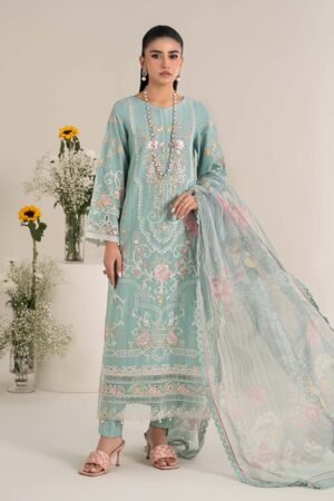 Luxury Pret Eggshell Blue Embroidered Self Jacquard Lawn Suit MBDW-EF2549EB