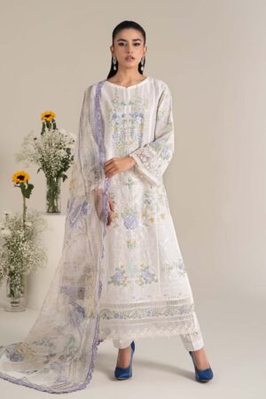 Luxury Pret Off-White Embroidered Self Jacquard Lawn Suit MBDW-EF2549OW