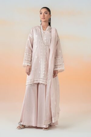 Luxury Pret Pastel Pink Embroidered Cotton Net Suit MBDW-EF2592PP