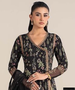 Luxury Pret Black Printed Cotton Lawn Angrakha Suit Mbdw-Ef2526Ba 15 Dwef 2526Black Imanistudio.com