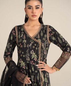 Luxury Pret Black Printed Cotton Lawn Angrakha Suit Mbdw-Ef2526Ba 14 Dwef 2526Blackc Imanistudio.com