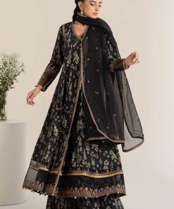 Luxury Pret Black Printed Cotton Lawn Angrakha Suit Mbdw-Ef2526Ba 12 Dwef 2526Blackf Imanistudio.com