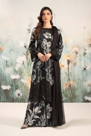 Luxury Pret Black Printed Cotton Lawn Suit MBDW-EF2529BP