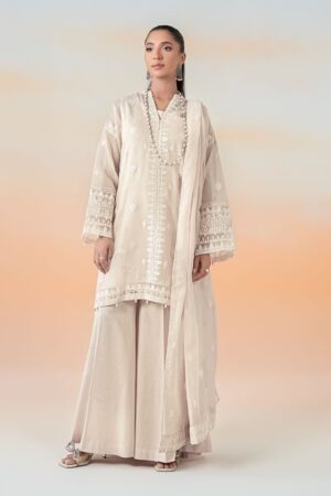 Luxury Pret Off-White Embroidered Cotton Net Suit MBDW-EF2592OW