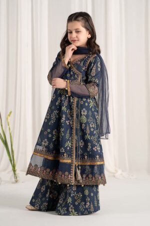 Mariab Dark Blue Printed &Amp; Embroidered Cotton Lawn Suit Mbkd-Ef2513Db