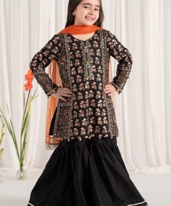 MariaB Black Embroidered Cotton Lawn Suit MBKD-EF2523BK