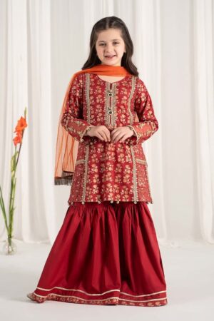 Mariab Red Embroidered Cotton Lawn Suit Mbkd-Ef2523Rd