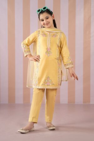 Mariab Yellow Embroidered Bobby Lawn Suit Mbkd-Ef2550Yl