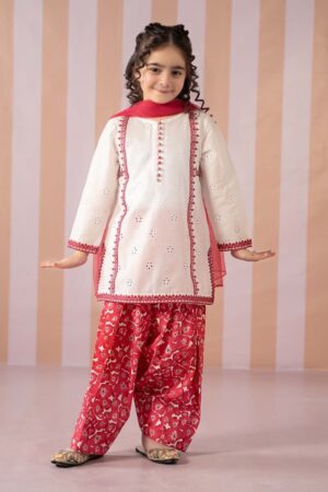 Mariab White/Fuchsia Embroidered Cotton Lawn Suit Mbkd-Ef2566Wf