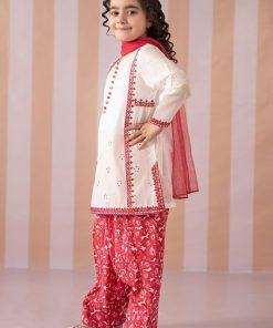 Mariab White/Fuchsia Embroidered Cotton Lawn Suit Mbkd-Ef2566Wf 8 Mkd Ef2566Pinkf Imanistudio.com