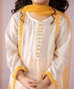 Mariab White/Zarda Embroidered Cotton Lawn Suit Mbkd-Ef2566Wz 12 Mkd Ef2566Yellowd Imanistudio.com
