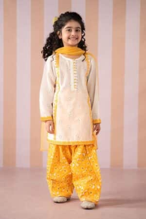 Mariab White/Zarda Embroidered Cotton Lawn Suit Mbkd-Ef2566Wz