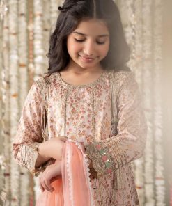 Mariab Kids Peachy Pink Cotton Satin Suit Mbks-Ef2508Pp 9 Mks Ef2508Pinkb Imanistudio.com