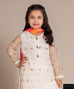 Mariab Kids Off-White Organza Lurex Suit Mbks-Ef2520Wl 9 Mks Ef2520Offwhite Imanistudio.com