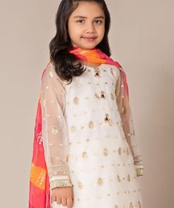 Mariab Kids Off-White Organza Lurex Suit Mbks-Ef2520Wl 10 Mks Ef2520Offwhiteb Imanistudio.com