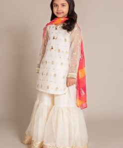 Mariab Kids Off-White Organza Lurex Suit Mbks-Ef2520Wl 8 Mks Ef2520Offwhitee Imanistudio.com