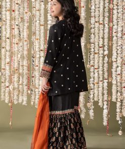 Mariab Kids Black Embroidered Raw Silk Suit Mbks-Ef2525Db 16 Mks Ef2525Blacka Imanistudio.com