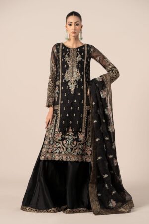 Luxury Formal Black Embroidered Organza Outfit MBSF-EF2524BK