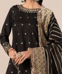 Luxury Formal Black Embroidered Raw Silk Outfit Mbsf-Ef2525Bk 11 Sf Ef2525Blacke Imanistudio.com