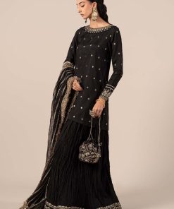 Luxury Formal Black Embroidered Raw Silk Outfit Mbsf-Ef2525Bk 10 Sf Ef2525Blackg Imanistudio.com