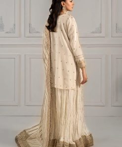 Luxury Formal Off-White Embroidered Raw Silk Outfit Mbsf-Ef2525Ow 16 Sf Ef2525Offwhitea Imanistudio.com