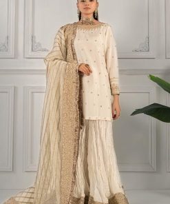 Luxury Formal Off-White Embroidered Raw Silk Outfit MBSF-EF2525OW