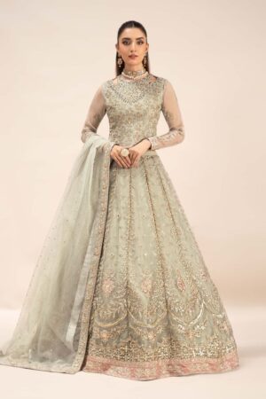 Luxury Formal Ice Blue Embroidered Organza Lehenga Choli MBSF-EF2555IB