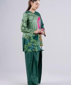 Dark Green Slub Lawn Printed Shirt And Farshi Shalwar Set Mb-Cs2579Gg 7 Mb Cs2579Greena Imanistudio.com