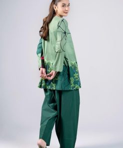 Dark Green Slub Lawn Printed Shirt And Farshi Shalwar Set Mb-Cs2579Gg 10 Mb Cs2579Greenb Imanistudio.com