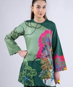 Dark Green Slub Lawn Printed Shirt And Farshi Shalwar Set Mb-Cs2579Gg 9 Mb Cs2579Greenc Imanistudio.com