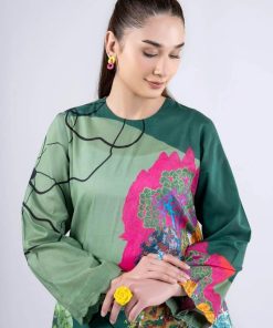 Dark Green Slub Lawn Printed Shirt And Farshi Shalwar Set Mb-Cs2579Gg 8 Mb Cs2579Greend Imanistudio.com