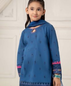Mariab Kids Indigo Blue Embroidered Cotton Lawn Suit Mbkd-Ef2557Ib 7 Mkdef25 57Bluea Imanistudio.com