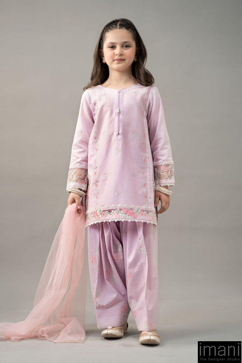 Mariab Kids Lilac Embroidered Dobby Lawn Suit Mbkd-Ef2552Lc