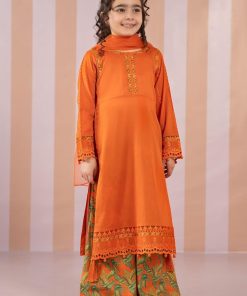 MariaB Kids Orange Embroidered Cotton Lawn Suit MBKD-EF2567OG