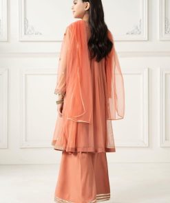 Mariab Kids Peachy Pink Embroidered Poli Net Suit Mbks-Ef2502Pp 10 Mksef2502Peachy Pinka Imanistudio.com