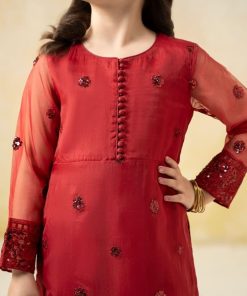 Mariab Kids Red Embroidered Organza Suit Mbks-Ef2544Rd 10 Mksef2544Red Imanistudio.com