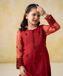 Mariab Kids Red Embroidered Organza Suit Mbks-Ef2544Rd 11 Mksef2544Reda Imanistudio.com