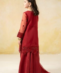 Mariab Kids Red Embroidered Organza Suit Mbks-Ef2544Rd 14 Mksef2544Redb Imanistudio.com