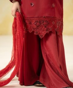 Mariab Kids Red Embroidered Organza Suit Mbks-Ef2544Rd 13 Mksef2544Redc Imanistudio.com