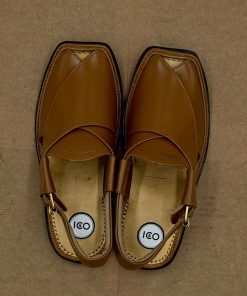 Premium Leather Golden Olive Charsadda Peshawari Chappal Char-2504Go 11 Char2504 Imanistudio.com