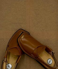 Premium Leather Golden Olive Charsadda Peshawari Chappal Char-2504Go 13 Char2504A Imanistudio.com