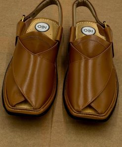 Premium Leather Golden Olive Charsadda Peshawari Chappal CHAR-2504GO