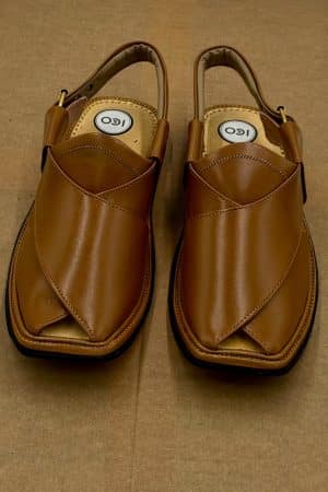 Premium Leather Golden Olive Charsadda Peshawari Chappal CHAR-2504GO