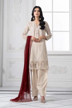 Mariab Ivory Embroidered Cotton Lawn Suit Mbds-Ef2511Bi
