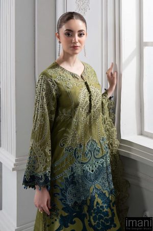 Mariab Olive Green Paper Cotton Embroidered Suit Mbds-Ef2501Ag 12 Ds 1Agreenc Imanistudio.com